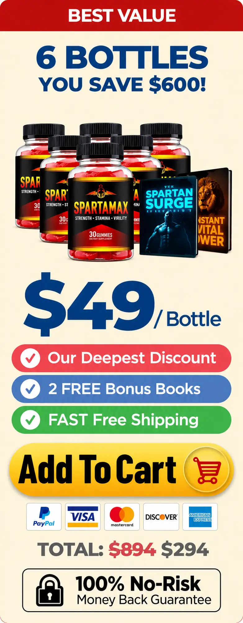 Spartamax  6 bottles best value pricing package with bonus